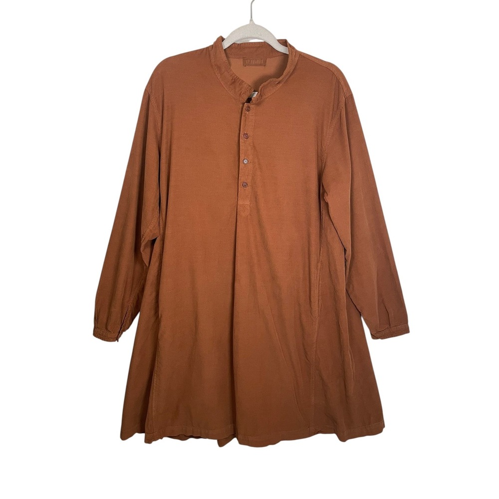 CP Shades Large Jasmine Tunic Dress Burnt Orange Corduroy Lagenlook Made in USA
